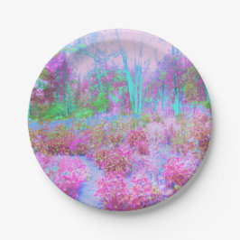 印象派ピンクとターコイズ抽象芸術園 ペーパープレート