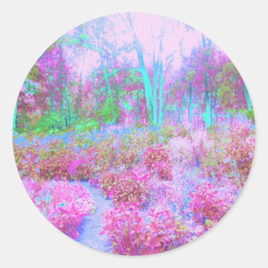 印象派ピンクとターコイズ抽象芸術園 ラウンドシール (正面)