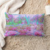 印象派ピンクとターコイズ抽象芸術園 ランバークッション (ブランケット)