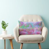 印象派ピンクとターコイズ抽象芸術園 ランバークッション (椅子)