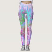 印象派ピンクとターコイズ抽象芸術園 レギンス (正面)