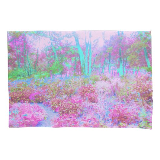 印象派ピンクとターコイズ抽象芸術園 枕カバー (正面)