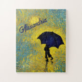 印象派ブルーチャイルドアンブレライエローランドスケープ ジグソーパズル (縦)