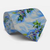 印象派ブルーベリーの水色 ネクタイ (ロール)