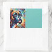 印象派ポップ・アートのアートボクサードッグ団体や組織 長方形シール (バッグ)