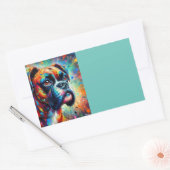 印象派ポップ・アートのアートボクサードッグ団体や組織 長方形シール (封筒)