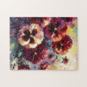 印象派マルーンのパンジー絵を描フローラ ジグソーパズル (横)