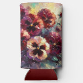 印象派マルーンのパンジー絵を描フローラ スリム缶クーラー (裏面)