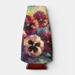 印象派マルーンのパンジー絵を描フローラ ボトルクーラー