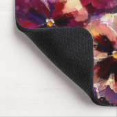 印象派マルーンのパンジー絵を描フローラ マウスパッド (コーナー)