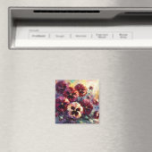 印象派マルーンのパンジー絵を描フローラ マグネット (インサイチュ (食洗機))