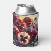 印象派マルーンのパンジー絵を描フローラ 缶クーラー (缶正面)