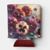 印象派マルーンのパンジー絵を描フローラ 缶クーラー (裏面)