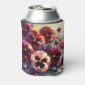 印象派マルーンのパンジー絵を描フローラ 缶クーラー (缶裏面)