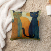 印象派モダンの2匹の猫 クッション (ブランケット)