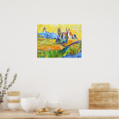 印象派モダン芸術夏季挑戦風景 ポスター (キッチン)