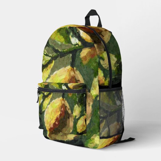 印象派レモン柑橘類フルーツイエロー プリントバックパック (裏面右端)