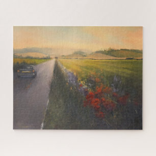印象派ワイルドフラワーズカントリー絵画ロード ジグソーパズル