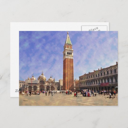 印象派ヴェネツィアピアッツァサンマルコ ポストカード (正面/裏面)