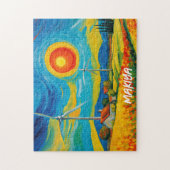 印象派太陽のと風力発電 ジグソーパズル (縦)