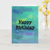 印象派抽象芸術イン緑と青の誕生日 カード (黄色い花)