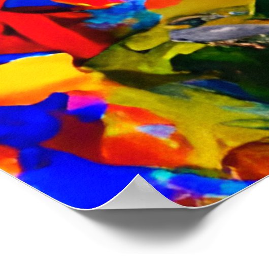 印象派抽象芸術パリフラワーズエッフェルタワー ポスター (角)