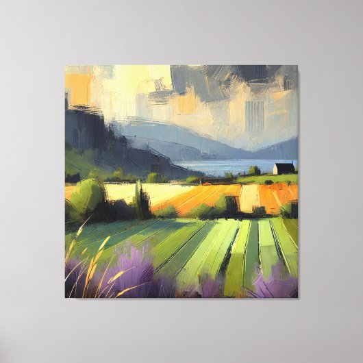 印象派抽象芸術景観嵐オレンジ キャンバスプリント (正面)