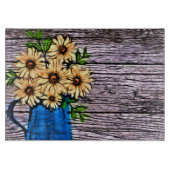 印象派素朴青花瓶夏デイジー カッティングボード (正面)