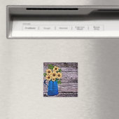 印象派素朴青花瓶夏デイジー マグネット (インサイチュ (食洗機))