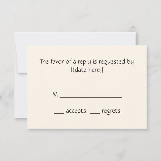 印象派結婚のロビンソンによる結婚行進 出欠カード (裏面)