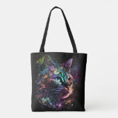 印象派風の暗い銀河の猫と星 トートバッグ (裏面)