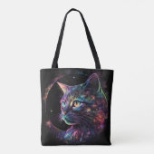 印象派風の暗い銀河の猫と星 トートバッグ (裏面)
