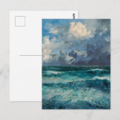 印象派風の荒海の風景画 ポストカード (正面/裏面)
