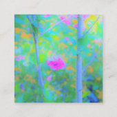 印象派風ブルーのピンクの花の風景 紹介カード (裏面)
