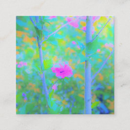 印象派風ブルーのピンクの花の風景 紹介カード
