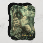 印象派 フランスの地方の上品なエッフェル塔 招待状 (正面/裏面)