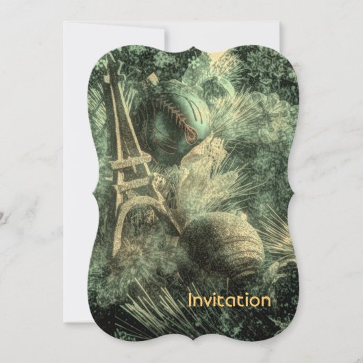 印象派 フランスの地方の上品なエッフェル塔 招待状 (正面)