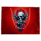 印象的でリアルなスカルと翼 ラージペーパーバッグ (裏面)