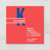 印象的なはっきりしたコーラルモノグラム名刺 スクエア名刺 (正面)