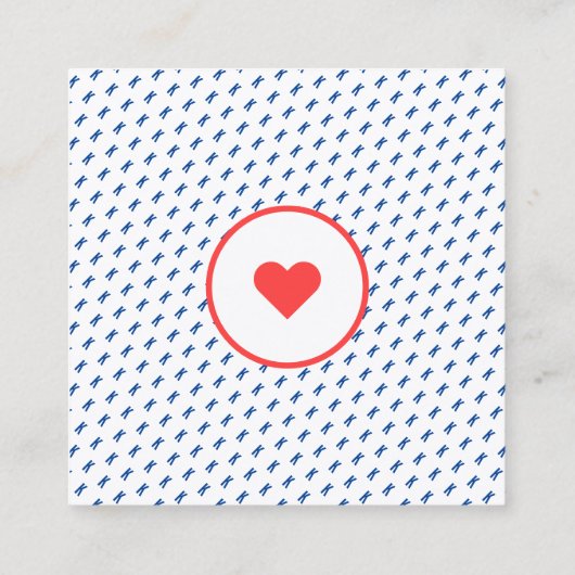 印象的なはっきりしたコーラルモノグラム名刺 スクエア名刺 (裏面)