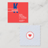 印象的なはっきりしたコーラルモノグラム名刺 スクエア名刺 (正面/裏面)