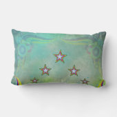 印象的なアクアマリン抽象芸術 ランバークッション (裏面)