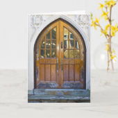 印象的なアーチ形にされたドア-空白のなカード カード (黄色い花)