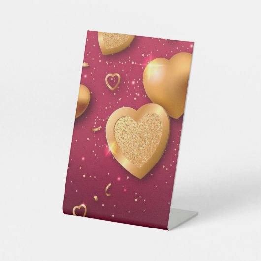 印象的なエレガンス:マルーンの台座のサインとゴールデ 台座サイン (正面)