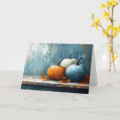 印象的なカボチャの3つ組の錆びた木の上 カード (黄色い花)