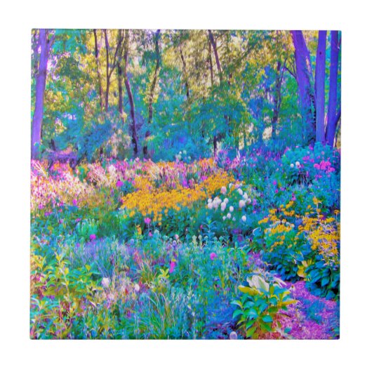 印象的なカラフルガーデン風景 花 タイル (正面)