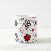 印象的なグラフィックの花 コーヒーマグカップ (中央)