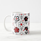 印象的なグラフィックの花 コーヒーマグカップ (左)