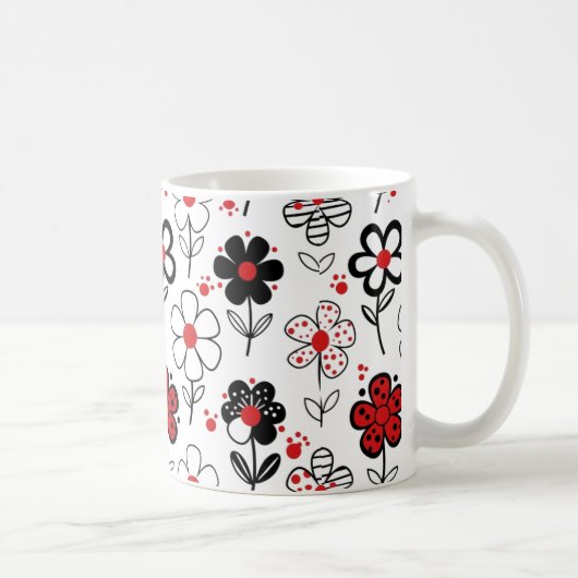 印象的なグラフィックの花 コーヒーマグカップ (右)