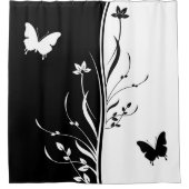 印象的なコンテンポラリー白黒自然インスピレーション シャワーカーテン (正面)